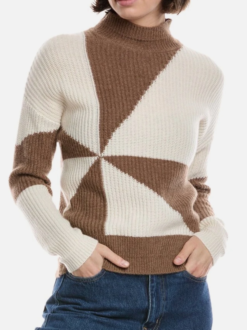 The Cashmere Project Brown Tan Pinwheel Sweater size Small $296